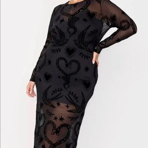 Never Fully Dressed Black Patterned Long Sleeve Dress